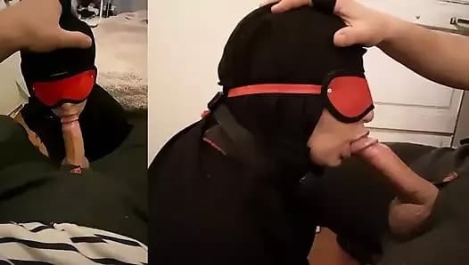 türbanlı alıyor ağzına